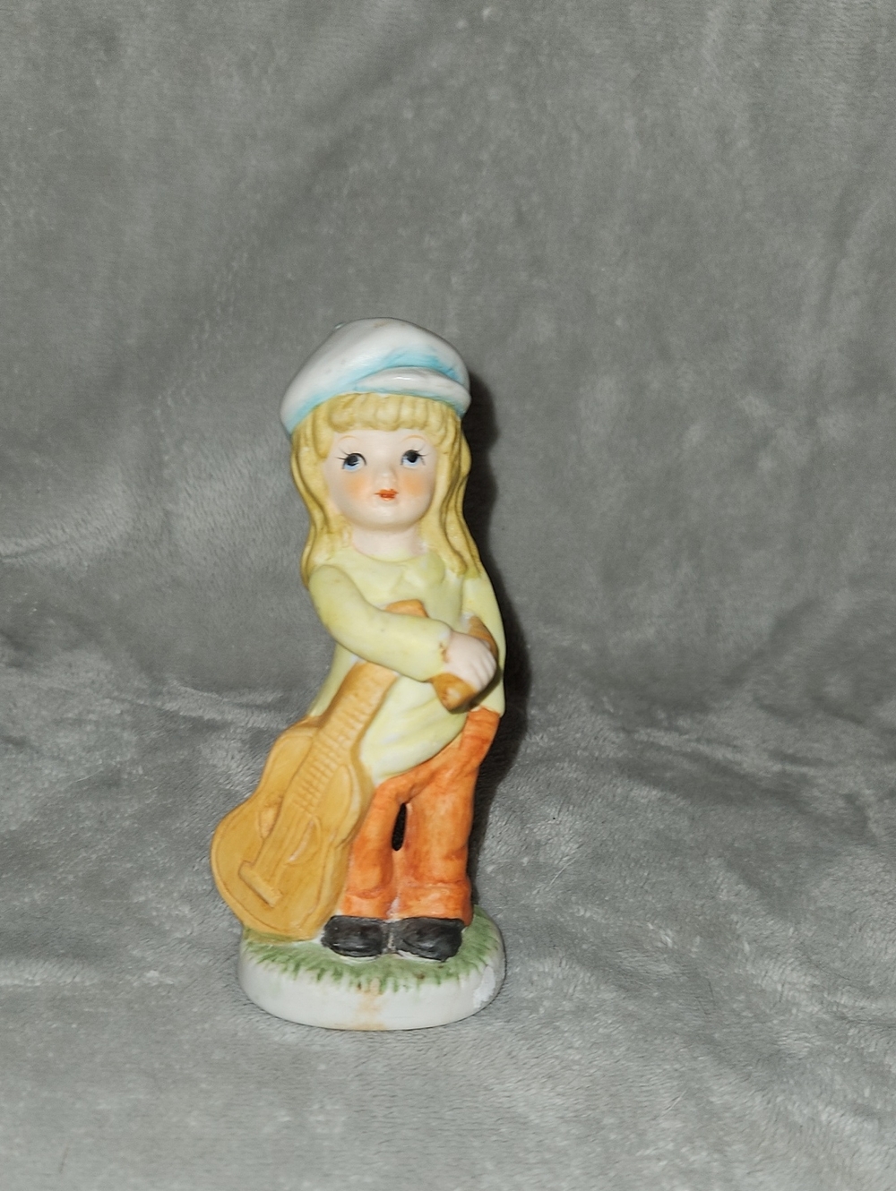 Yellow & Orange Ceramic Figurine Girl with Guitar - Unbranded Home Art